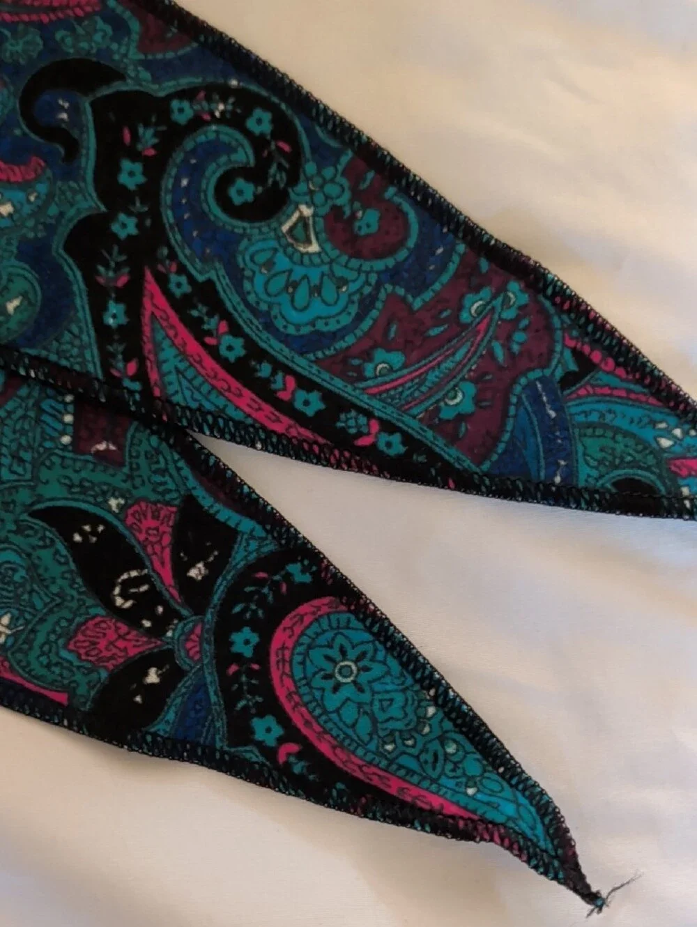 Vintage Teal & Magenta Paisley Ribbon Scarf